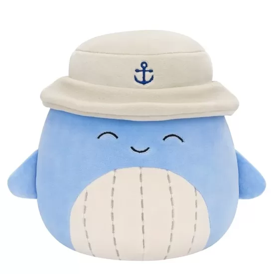 Squishmallows Original - Samir la Baleine Bleue avec Chapeau Beige (7,5 pouces)